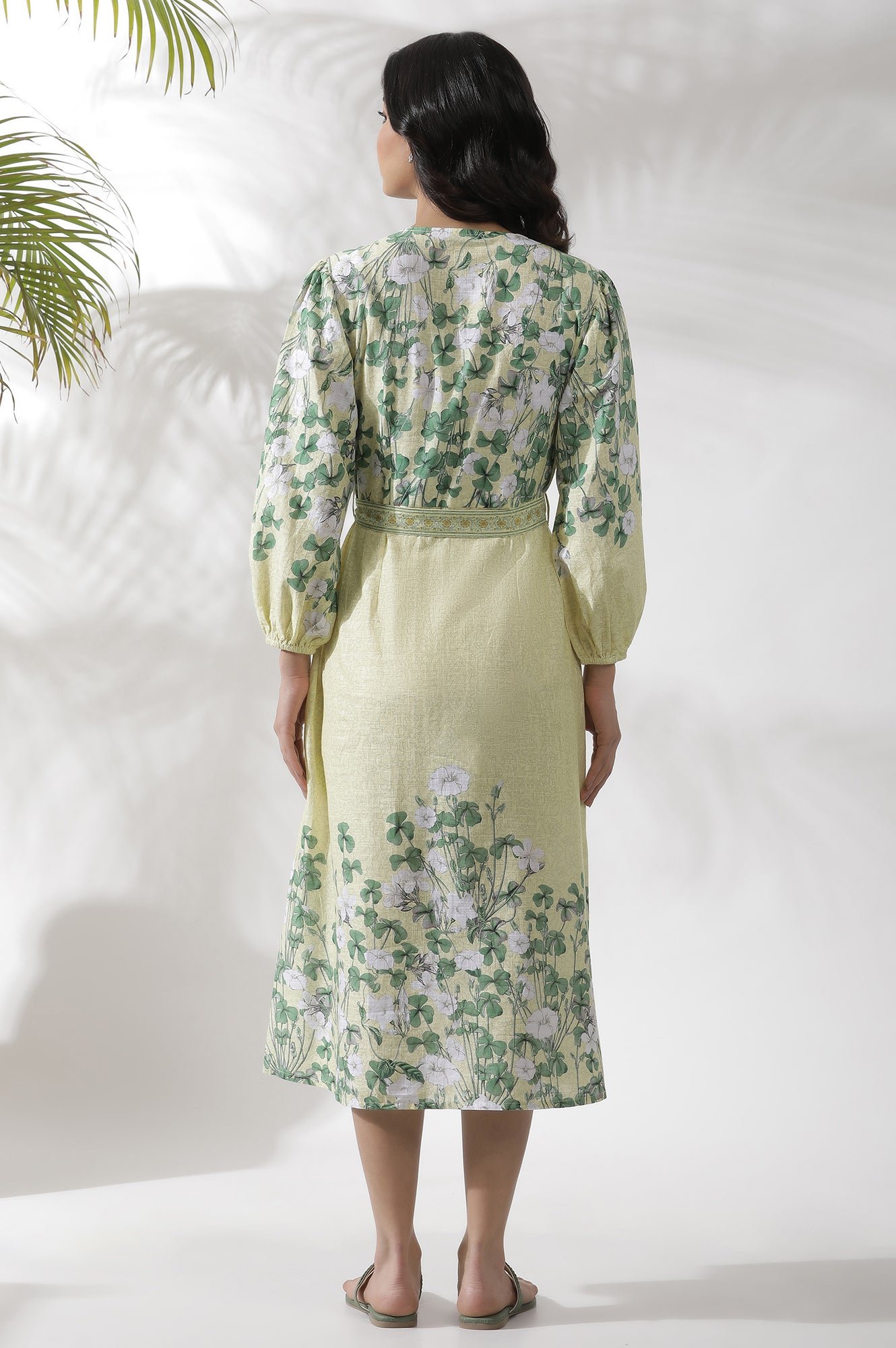 Yellow Floral Printed Shirt Dress - View 7